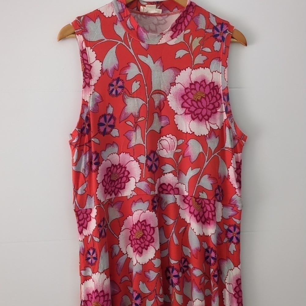Anthropologie Maeve Cleary floral soft stretchy jersey Asymmetrical dress - Picture 4 of 10